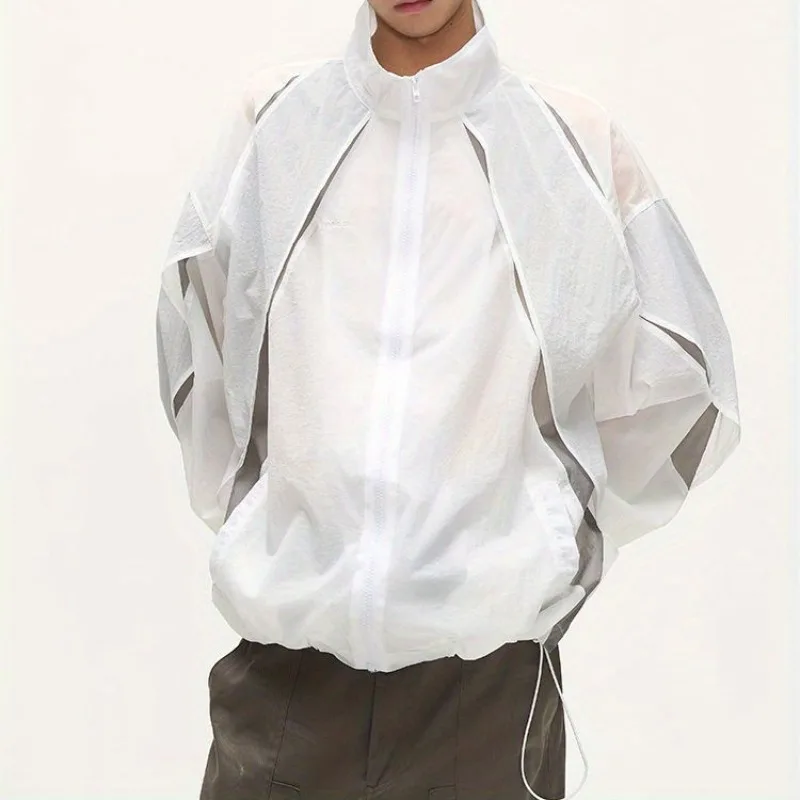 Down Jacket Packable - ญี่ปุ่น High Street Double Layer หลวมชุดป้องกันแสงแดดฟังก์ชั่นขี่จักรยานขาตั้งคอ