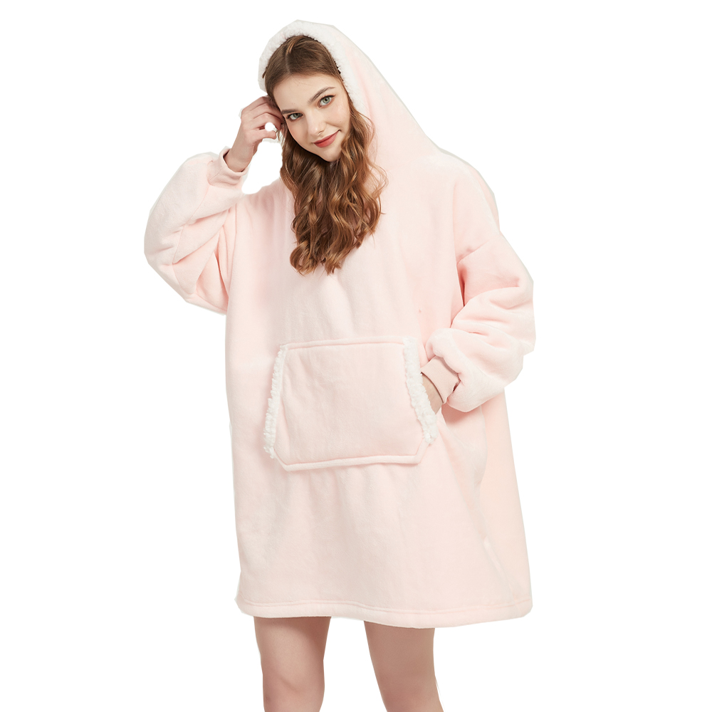 Sherpa Hoodie Fleece - ผ้าห่มขนแกะสีแสดผ้าขนหนูไมโครไฟเบอร์มีแขนผ้าห่มมีฮู้ดนุ่มมากมีกระเป๋ากลางแจ้งผ้าห่มทีวีมีฮู้ดสำหรับผู้ใหญ่ฤดูหนาว