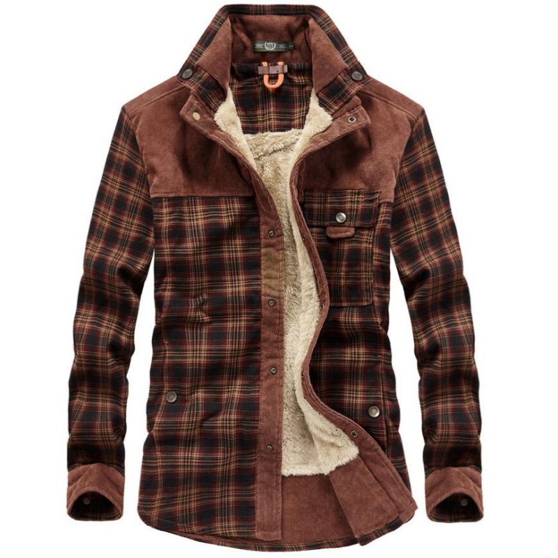 เสื้อแจ็คเก็ตผู้ชายสำหรับฤดูหน - Flannel Shirt Lined บทวิจารณ์และราคา