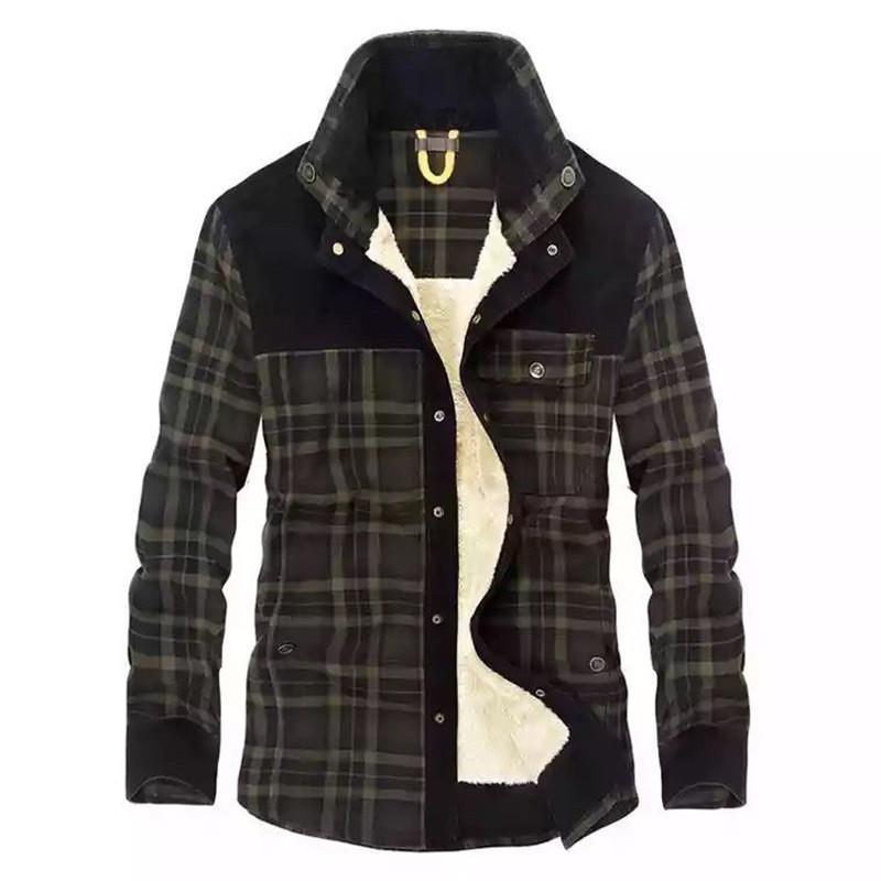 เสื้อแจ็คเก็ตผู้ชายสไตล์วินเทจ - Flannel Shirt Lined บทวิจารณ์และราคา