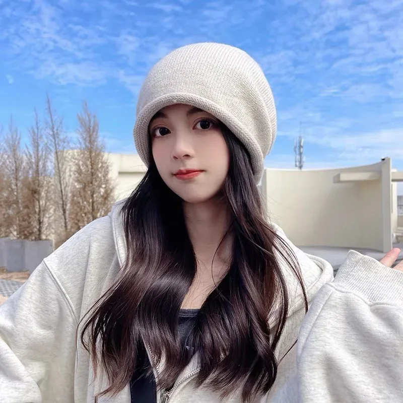 หมวกบีนนี่ถักไหมพรมสำหรับผู้หญ - Knit Beanie Hat Warm บทวิจารณ์และราคา