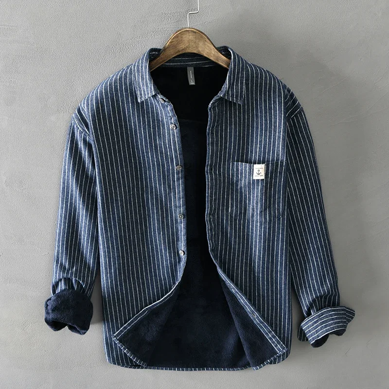 เสื้อเชิ้ตผู้ชายแฟชั่นฤดูหนาว  - Flannel Shirt Lined บทวิจารณ์และราคา