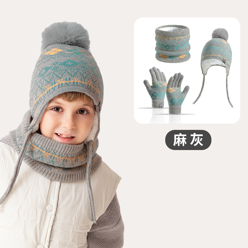 ชุดหมวกไหมพรม ผ้าพันคอ ถุงมือ  - Knit Beanie Hat Warm บทวิจารณ์และราคา