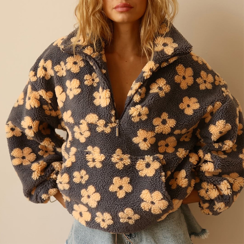 เสื้อฮู้ดขนเฟอร์แบบครอป คอตั้ง - Sherpa Hoodie Fleece บทวิจารณ์และราคา