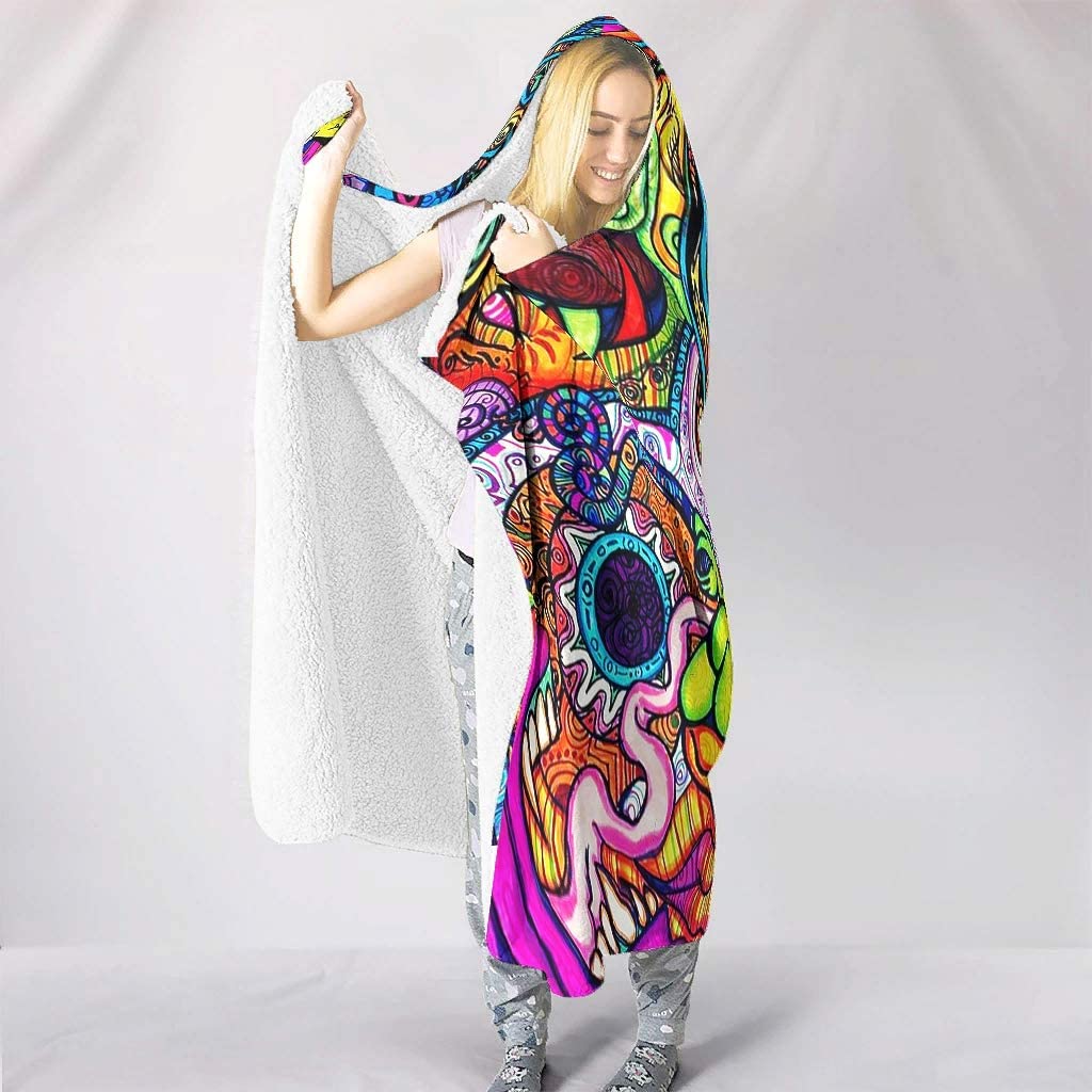 บทคัดย่อ Bright Trippy Rainbow - Sherpa Hoodie Fleece บทวิจารณ์และราคา