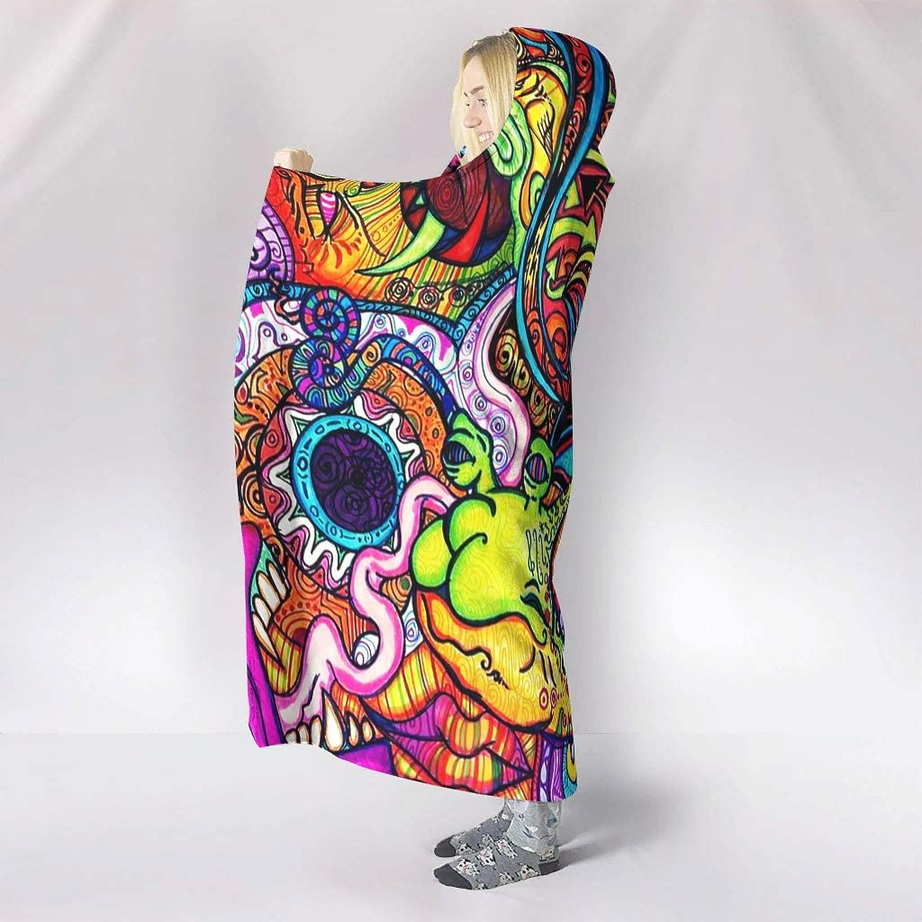 บทคัดย่อ Bright Trippy Rainbow - Sherpa Hoodie Fleece บทวิจารณ์และราคา