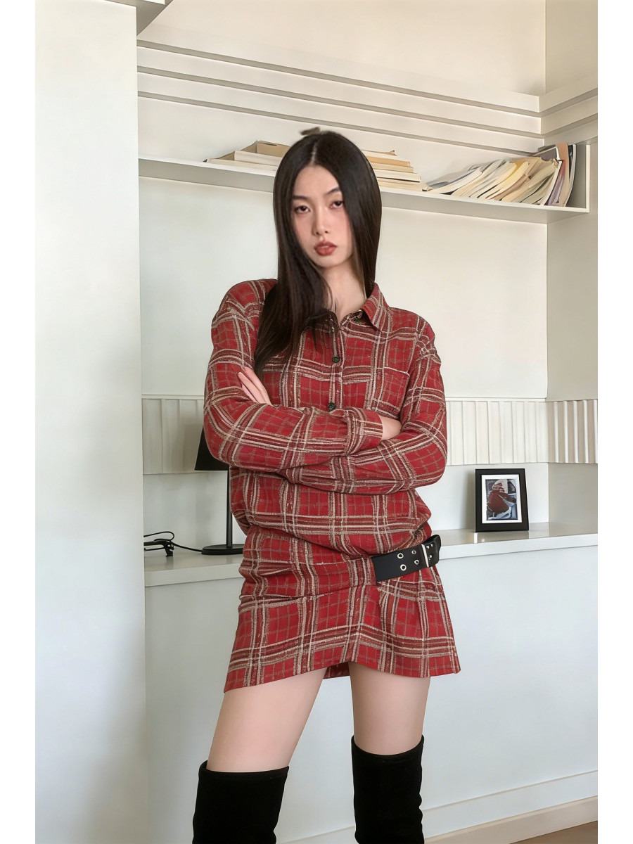 เดรสเชิ้ตผ้าสักหลาดลายสก็อตสไต - Flannel Shirt Lined บทวิจารณ์และราคา