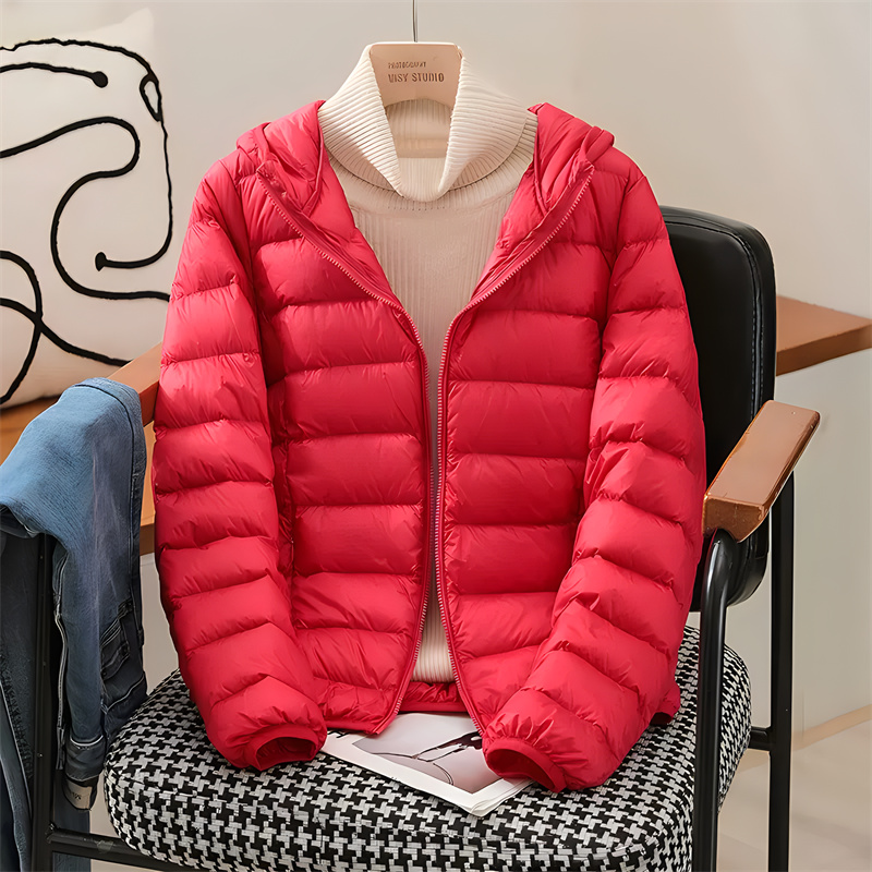 แจ็กเก็ตทรงเข้ารูปสไตล์เกาหลีม - Down Jacket Packable บทวิจารณ์และราคา