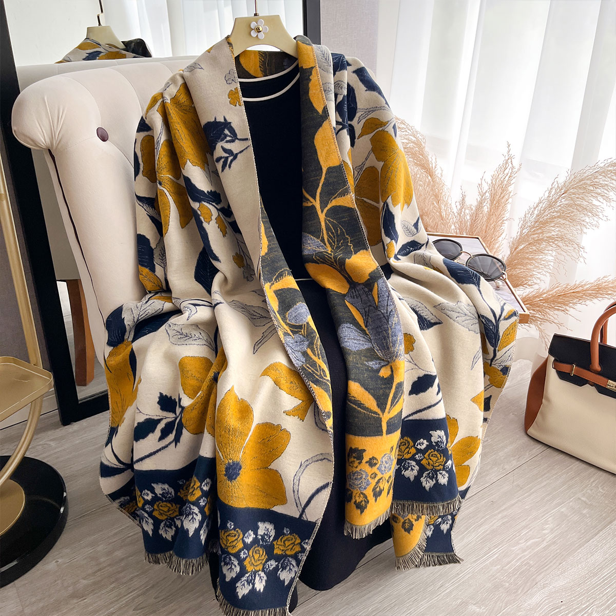 ผู้หญิง Thicken หรูหราฤดูหนาว  - Cashmere Pashmina Wrap บทวิจารณ์และราคา
