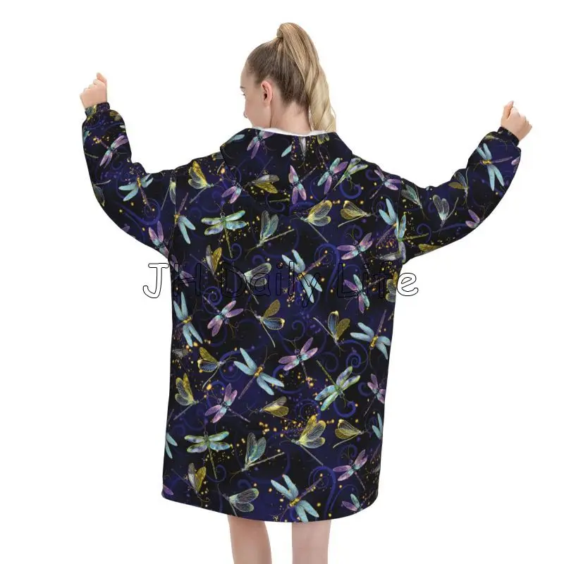 Dragonfly Galaxy สวมใส่ผ้าห่ม  - Sherpa Hoodie Fleece บทวิจารณ์และราคา