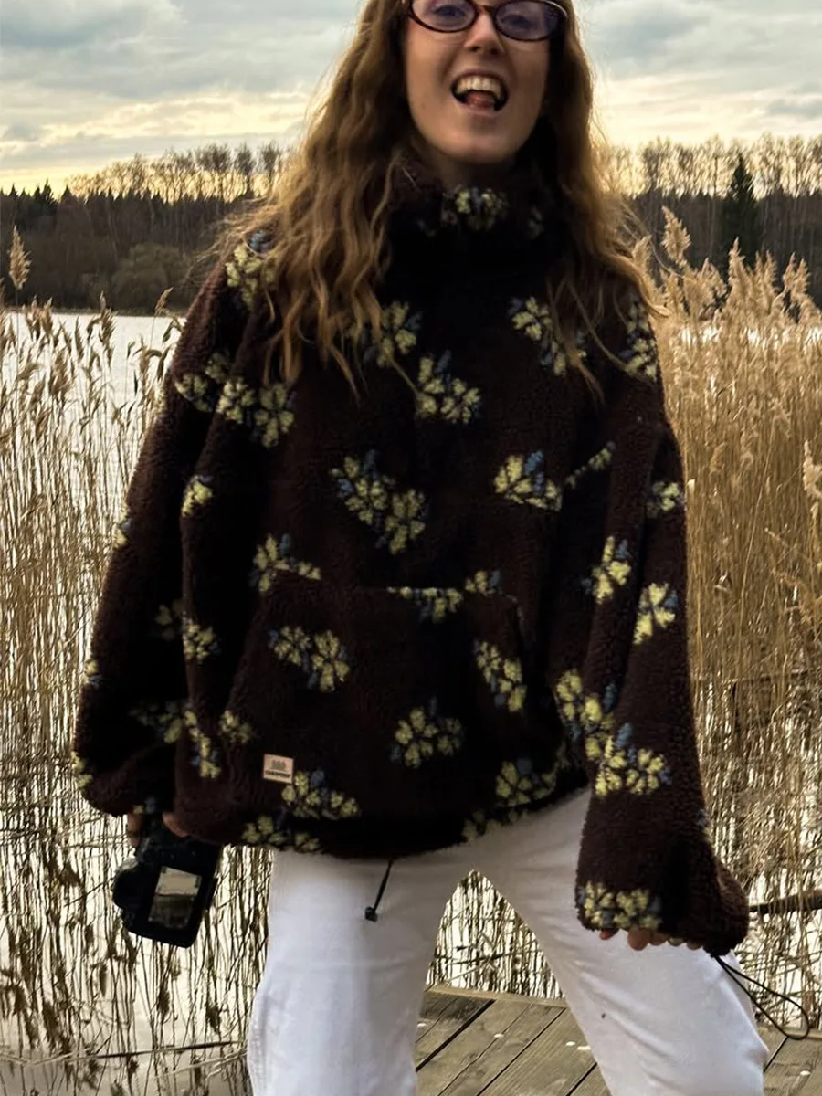 เสื้อฮู้ดผู้หญิงลายดอกไม้ผ้าเช - Sherpa Hoodie Fleece บทวิจารณ์และราคา